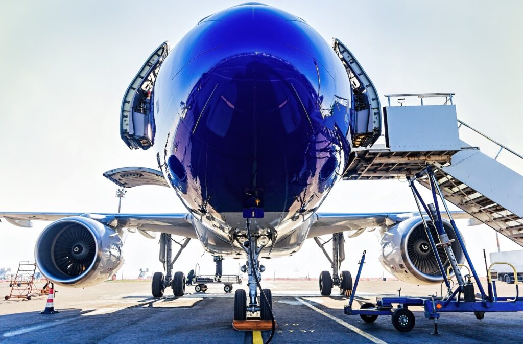 Boeing plane at gate