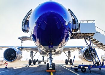 Boeing plane at gate